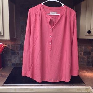 Loft coral colored LS 5 button blouse. Rayon